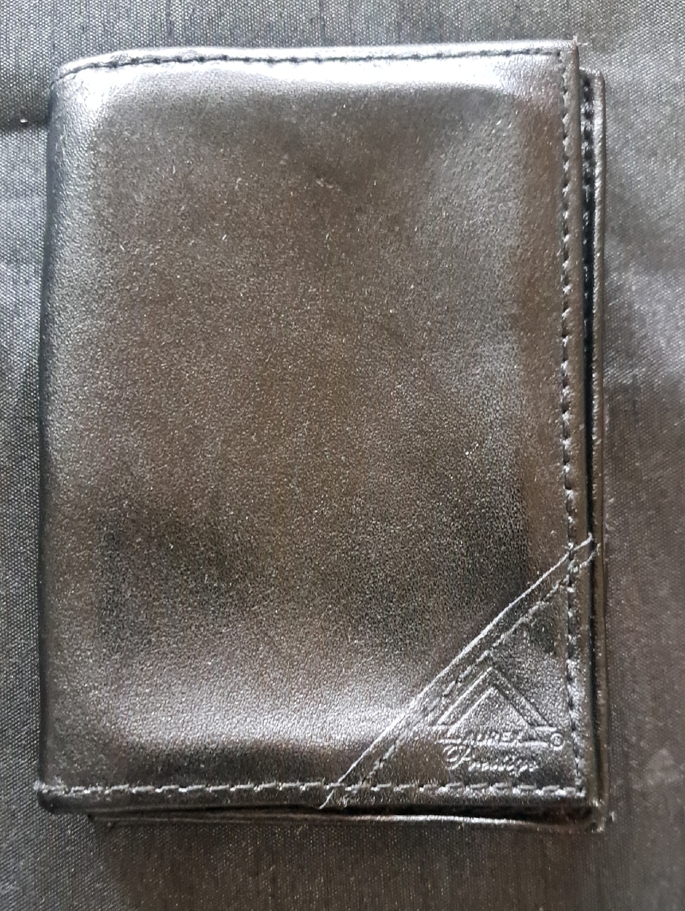 Triangular Logo Black Leather Bifold Wallet